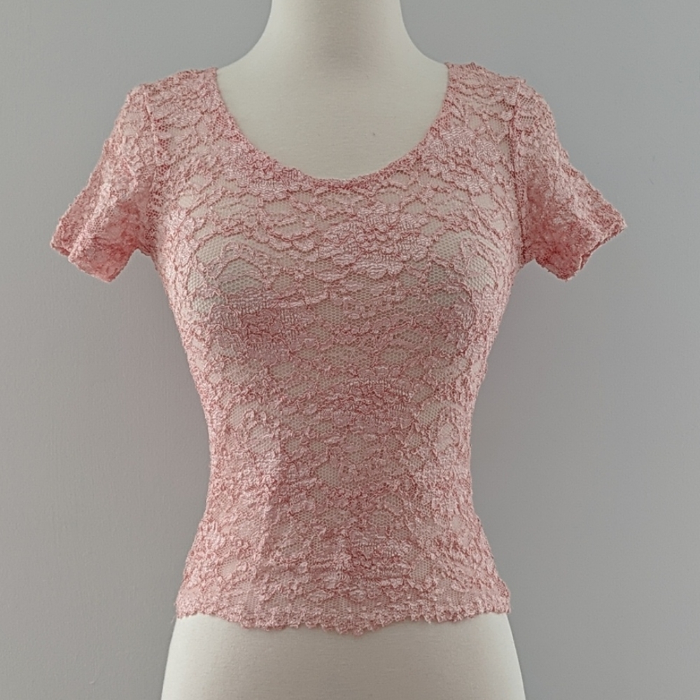 Vintage 90's Pink Lace Tee T-Shirt